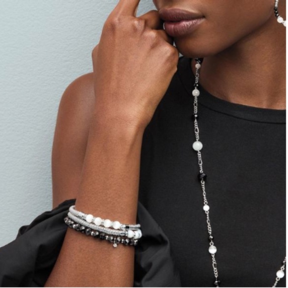 Studio 1886 Black and White Layers Stretch Bracelets New in Box - Picture 2 of 10